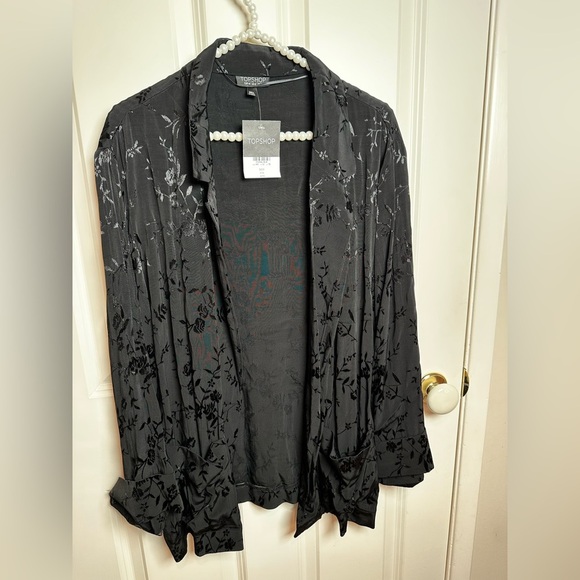 Topshop Sweaters - Topshop Black Floral Women's Cardigan